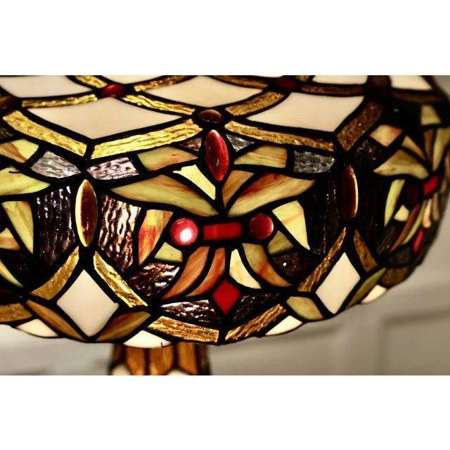 Large Stained Glass Table Lamp, 1960s For Sale - Image 10 of 11