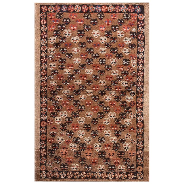 1890s Brown Geometric Tribal Antique n.w. Persian Bakshaiesh Rug 2'9" X 4'4" Handknotted Wool Carpet For Sale - Image 17 of 18