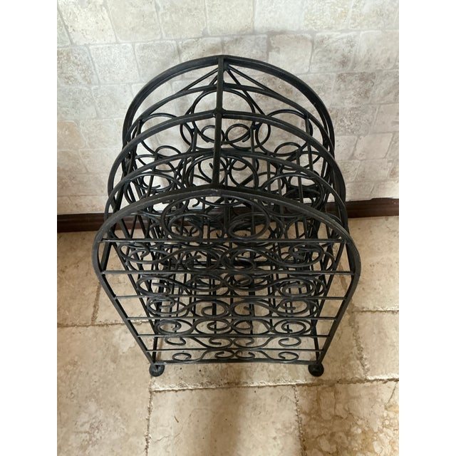 Vintage Wrought Iron Scrollwork Wine Rack For Sale - Image 11 of 12