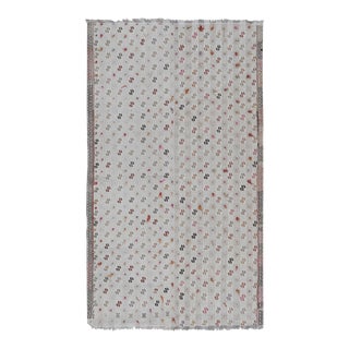 Vintage Embroided Jajim Kilim Rug 4'7'' X 8'5'' For Sale