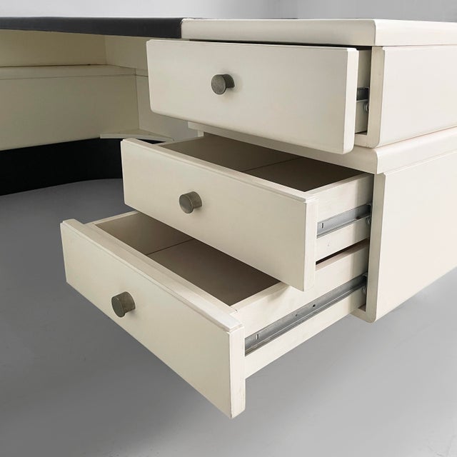 Italian Modern Wood, Steel and Leather Desk attributed by Fabio Lenci, 1970s For Sale - Image 9 of 18
