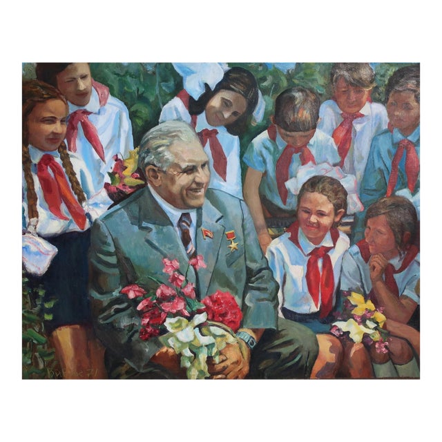 Soviet Children Oil Painting, Socialist Realism Art, Ukrainian Artist (1971) 120-157 For Sale