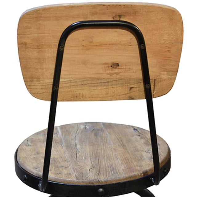 Farmhouse Farmhouse Wood & Iron Adjustable Stool W/ Seatback For Sale - Image 3 of 6