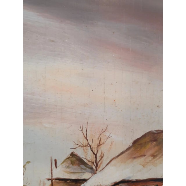 Winter Snow Scene Oil on Board Ice Skaters For Sale In Fayetteville, AR - Image 6 of 7