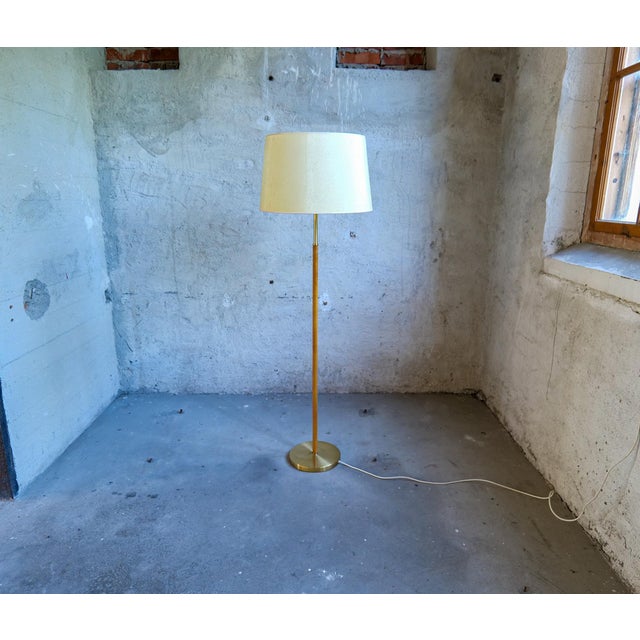 Mid-Century Leather Brass Floor Lamp from Atelje Lyktan, Sweden, 1960s For Sale - Image 3 of 18