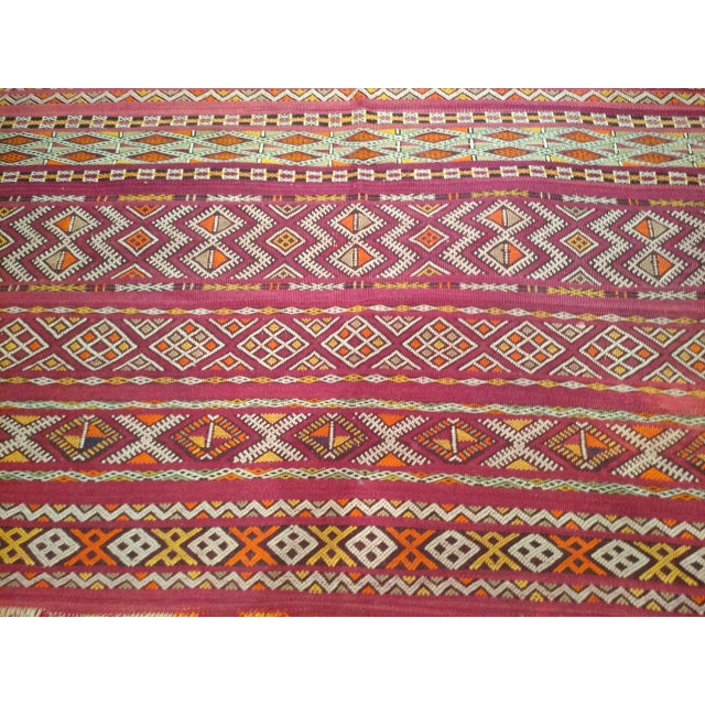 Vintage Moroccan Tribal Kilim, Handwoven Wool, Stripe Geometric Pattern, Purple & Yellow, 6x10 For Sale - Image 11 of 17