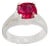 3.5 Carat Cushion Treated Ruby 14 Karat White Gold Ring For Sale