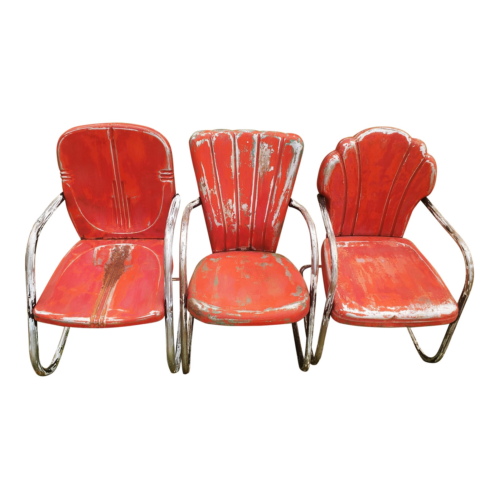 1950s Arvin Patio Furniture Mid Century Metal Garden Chairs Set of 3