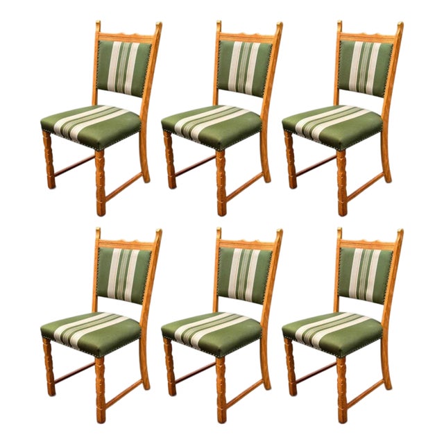 Set of Six Danish Oak Dining Chairs by Henning Kjærnulf For Sale