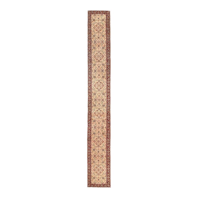 Pasargad DC Ivory Fine Hand Knotted Tabriz Runner Rug For Sale