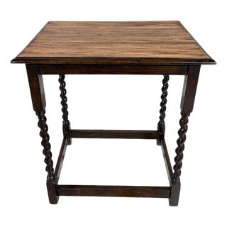 Vintage Oak Barley Twist Side Table For Sale