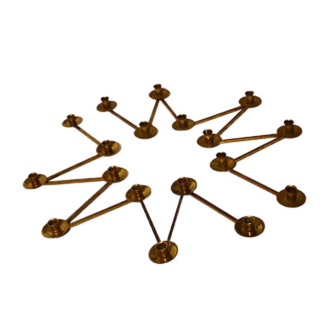 Articulated Brass Candleholders by Ljusstake for Margareta Slingam, 1960s, Set of 2 For Sale