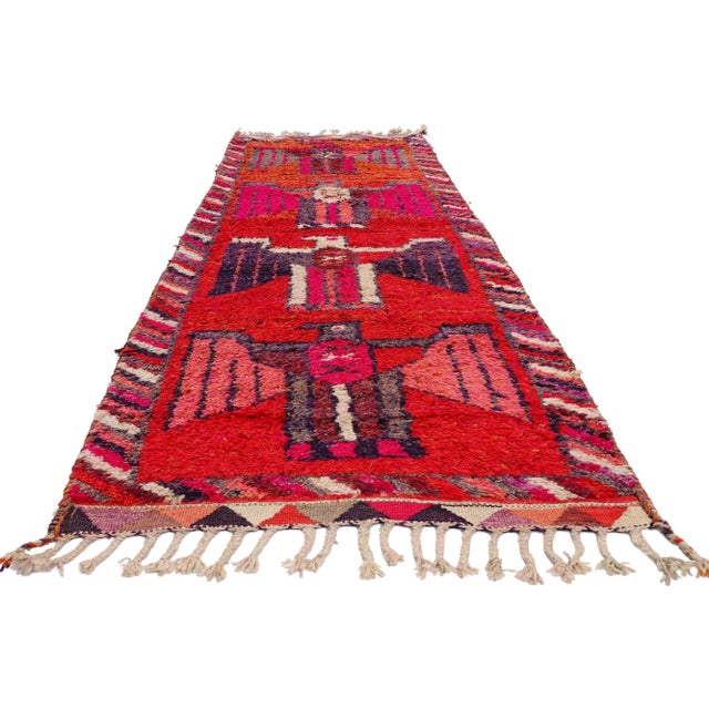 Tribal Vintage Red Kurdish Eagle Pictorial Rug Runner - 03'04 X 11'04 For Sale - Image 3 of 9