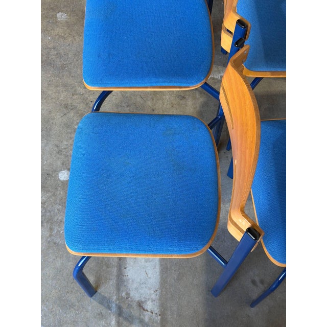 Niels Larsen Stacking Chairs Set of 8 Danish Mid-Century Modern Vintage For Sale - Image 12 of 13