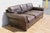 Brown Restoration Hardware Brown Leather Three-Seat Sofa | Vintage Modern Down-Filled Cushions For Sale - Image 8 of 18