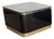 1980s Postmodern Karl Springer Style Black Lacquer Laminate, Granite & Brass Side Table For Sale