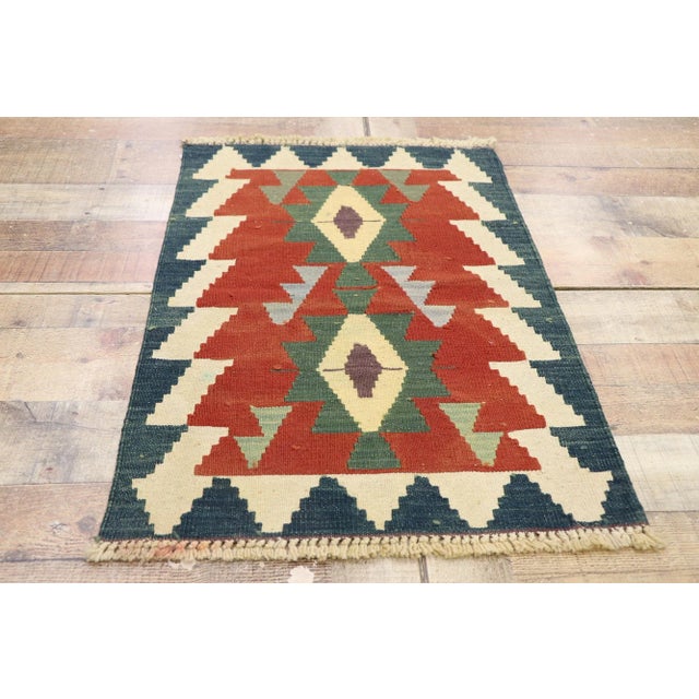 Textile Vintage Persian Shiraz Kilim Rug - 02'00 X 02'11 For Sale - Image 7 of 9