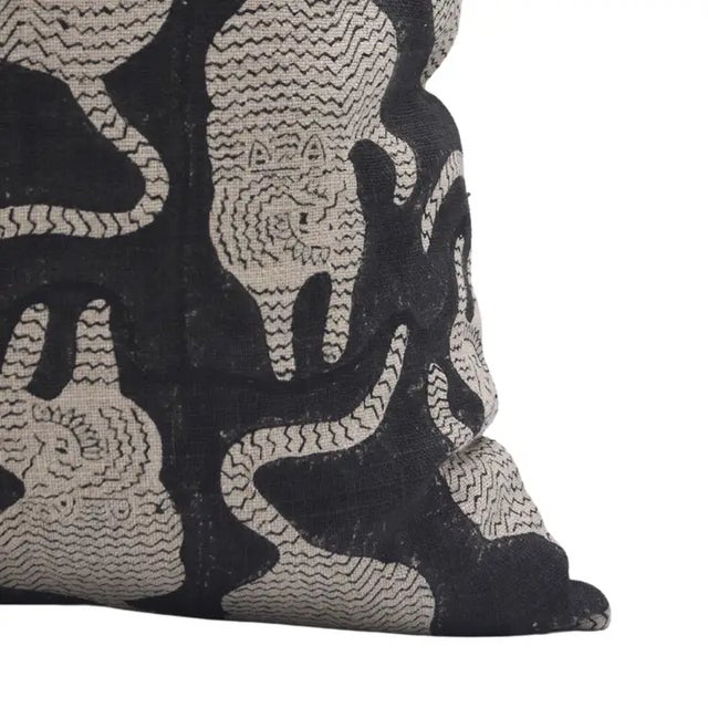 Fabdivine Handmade Block Printed Cushion Case 16x16 Inch Thick Linen-Mushak For Sale - Image 4 of 5