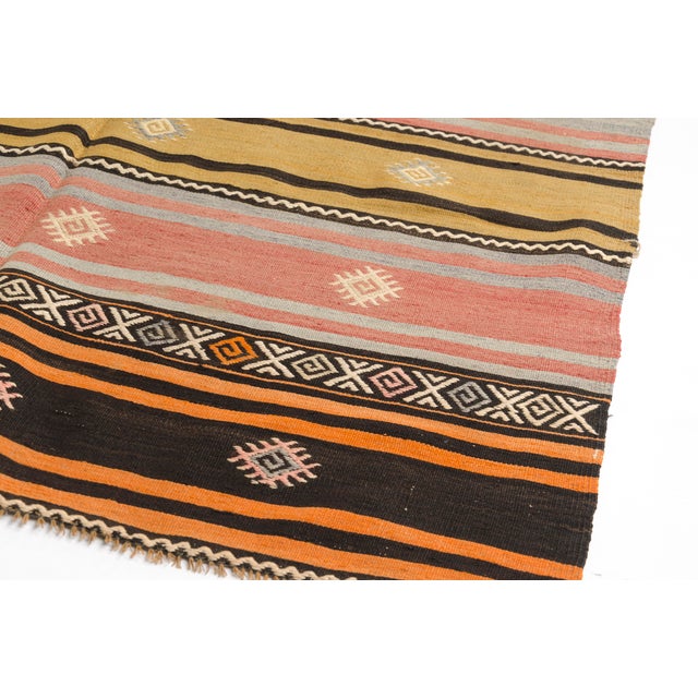 1960s Mid 20th Century Geometric Medallion Flatweave Kilim For Sale - Image 5 of 10