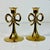 1950s Vintage Chippendale Hollywood Regency Brass Bow Candlestick Holders - A Pair. For Sale - Image 11 of 12