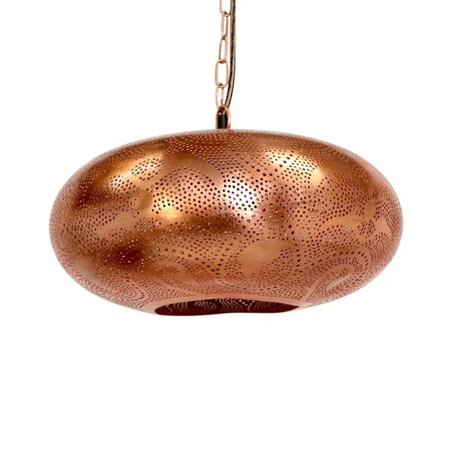 Moroccan Copper and Brass Hanging Lamp For Sale - Image 4 of 4