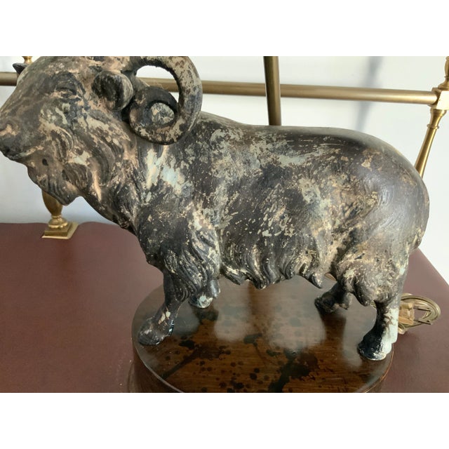 Vintage Metal Ram Lamp For Sale - Image 10 of 12