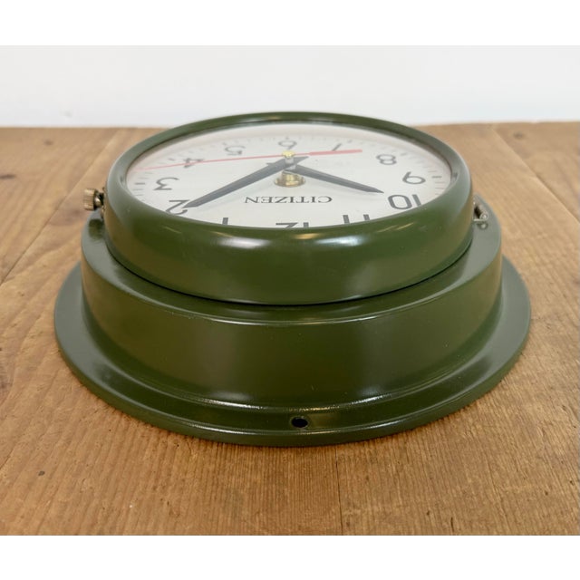 Vintage Green Citizen Ships Wall Clock, 1970s For Sale - Image 13 of 17