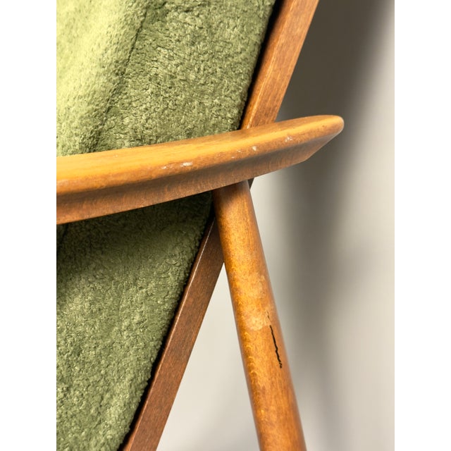 Vintage Scandinavian Lounge Chair in Green Upholstery and Beech Wood, 1960s For Sale - Image 12 of 17