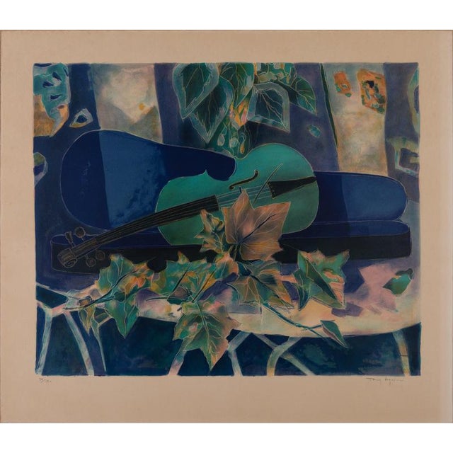 Tony Agostini, Still Life with Violin, Lithograph For Sale - Image 6 of 6