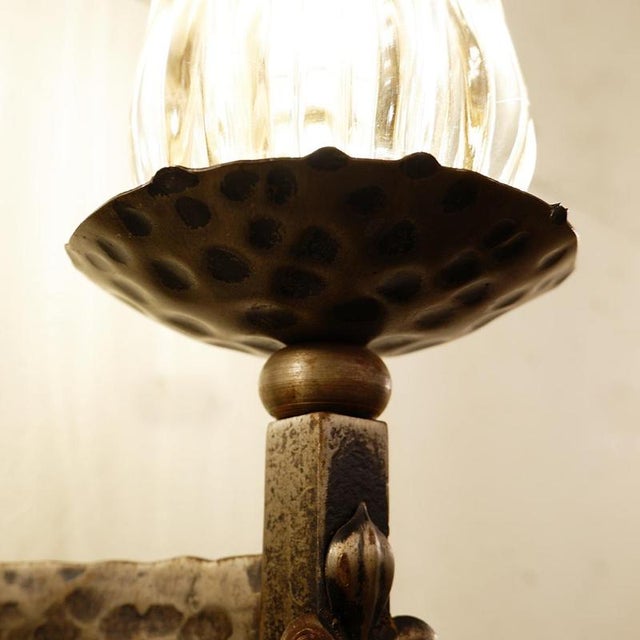 Metal Wrought Iron 2-Branch Wall Sconces, Set of 2 For Sale - Image 7 of 9