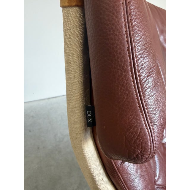 Brown 1980s Brown Leather Pernilla Chair and Ottoman by Bruno Mathsson for Dux Sweden, 2 Pieces For Sale - Image 8 of 14