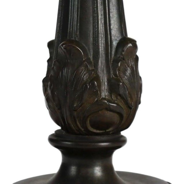 Bradley & Hubbard Arts & Crafts 6 Panel Slag Glass Table Lamp C1920 For Sale - Image 6 of 12