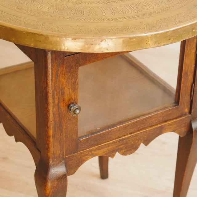Oriental Side Table with Engraved Copper Top, 1900 For Sale - Image 3 of 9