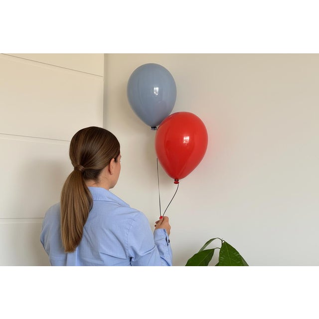 2020s Red Glossy Ceramic Balloon Wall Sculpture -Large Size For Sale - Image 5 of 12