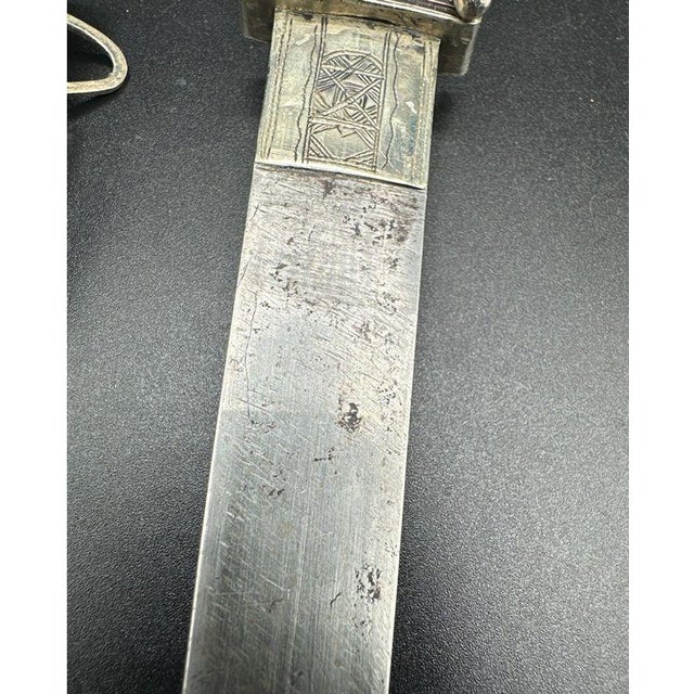Tuareg Dagger With Hand Tooled Leather & Metal Scabbard For Sale - Image 15 of 16