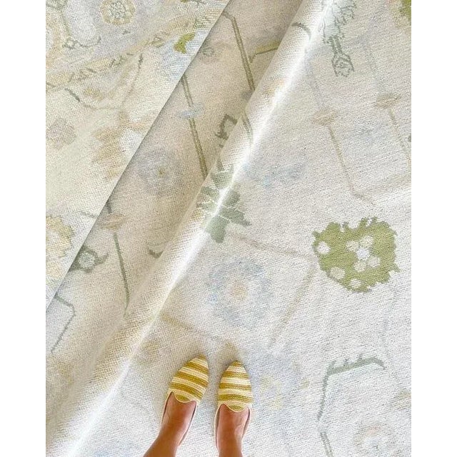 Not Yet Made - Made To Order Modern Handknotted Oushak Rug in Muted Sage & Sky Blue, 12' x 15' For Sale - Image 5 of 7