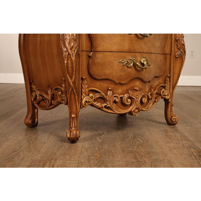 Wood Italian Rococo Style Pair of Bombe Chest Nightstands For Sale - Image 7 of 18