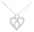 14K White Gold 1/4 cttw Round Cut Diamond Heart and Ribbon Center Pendant Necklace (H-I, I1-I2) For Sale