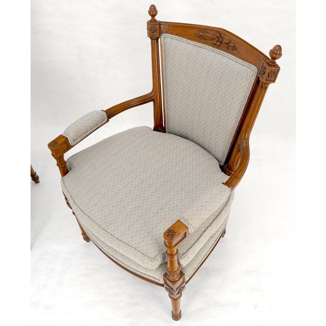 Pair of Directoire Style Acorn Finials Solid Cherry Open Arm Lounge Chairs MINT! For Sale - Image 16 of 16