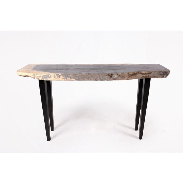 2020s One Slab Living Edge Petrified Wood Console Table 51 For Sale - Image 5 of 6