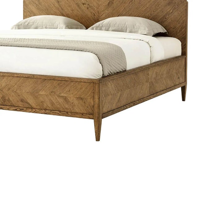 Contemporary Modern Rustic Oak Queen Bed For Sale - Image 3 of 9