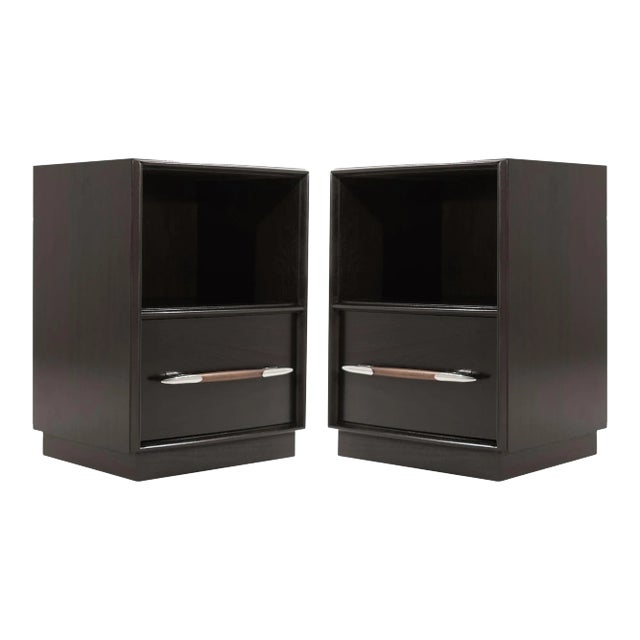 Dark Walnut Nightstands by t.h. Robsjohn-Gibbings, 1950s For Sale