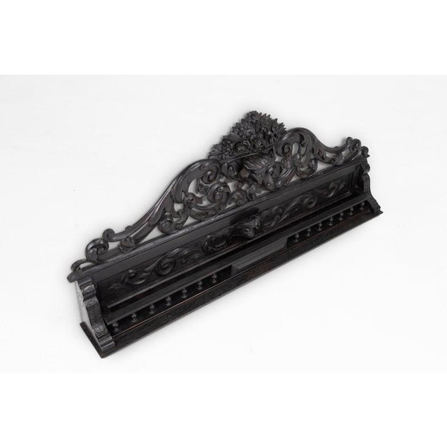 Baroque Carved Black Wooden Sculptured Shelf, France, 1850s For Sale - Image 12 of 16