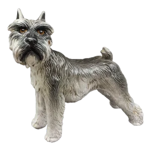 Vintage Large Italian Glazed Terracotta Pottery Schnauzer Terrier Dog Sculpture