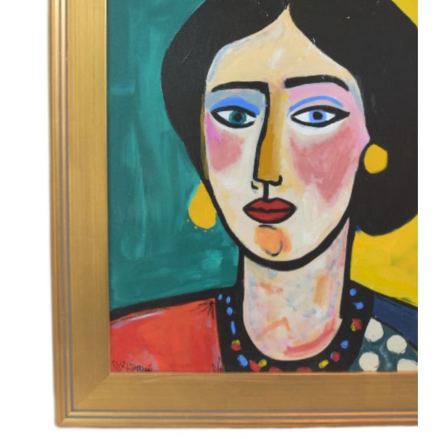 Colorful impressionist abstract woman portrait painting on stretched artist canvas. Signed by the talented artist...