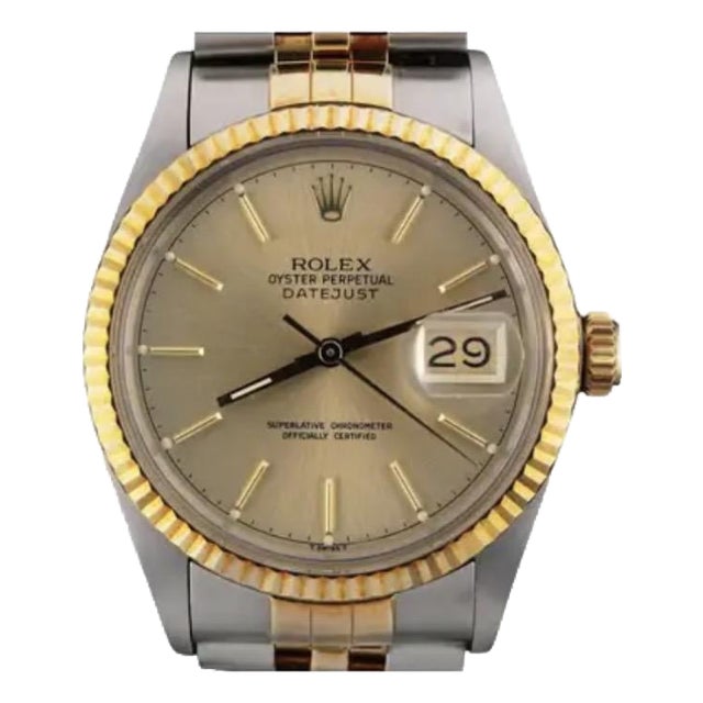 Steel & Gold Rolex Datejust 36 Champagne Dial Ref 16013 For Sale
