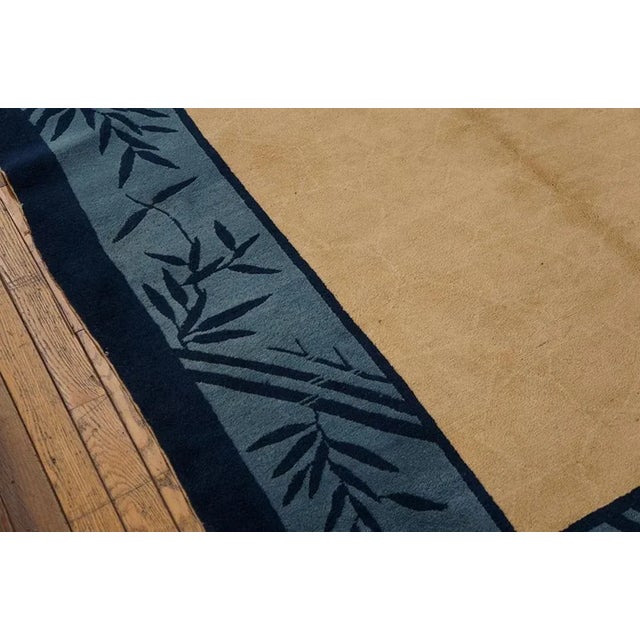 1920s Beige Ivory Blue Antique Chinese Peking Crackle Carpet 5'x7'10" Wool Rug For Sale - Image 4 of 7