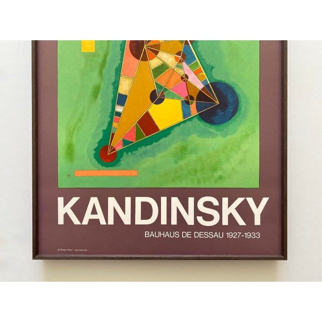 Mid-Century Modern Wassily Kandinsky Vintage 1965 Mid Century Modern Fine Art Lithograph Print Framed Paris Exhibition Poster " Bunt Im Dreieck " 1927 For Sale - Image 3 of 16