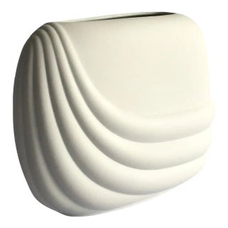 1970s Rosenthal Studio Line by Uta Feyl, Porcelain Curved Geometric Bisque Vase For Sale