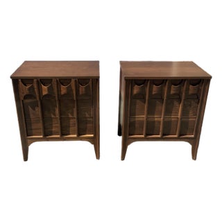 Mid Century Walnut Nightstands - Pair For Sale